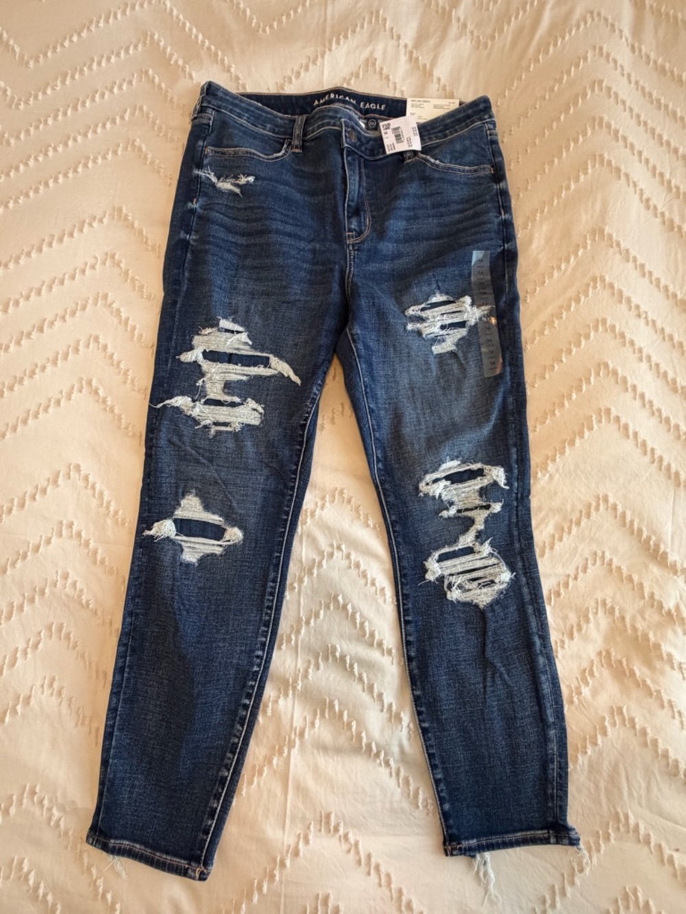 American Eagle Outfitters Dark Blue Distressed Skinny Jeans